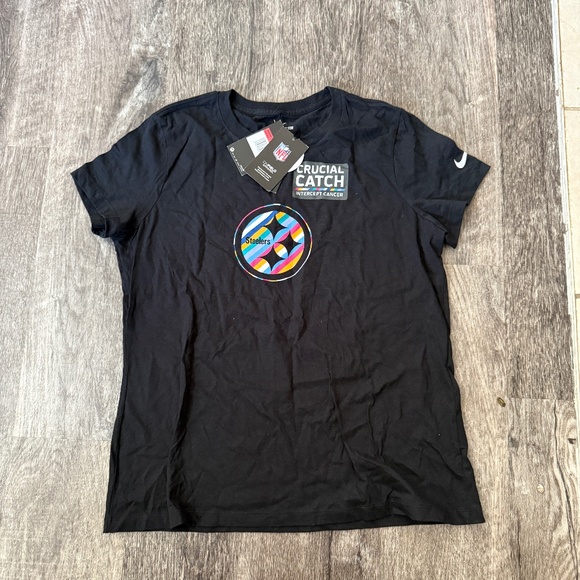 Pittsburgh Steelers Women's Nike Multi Logo Crucial Catch Short Sleeve T-Shirt L - Picture 1 of 4